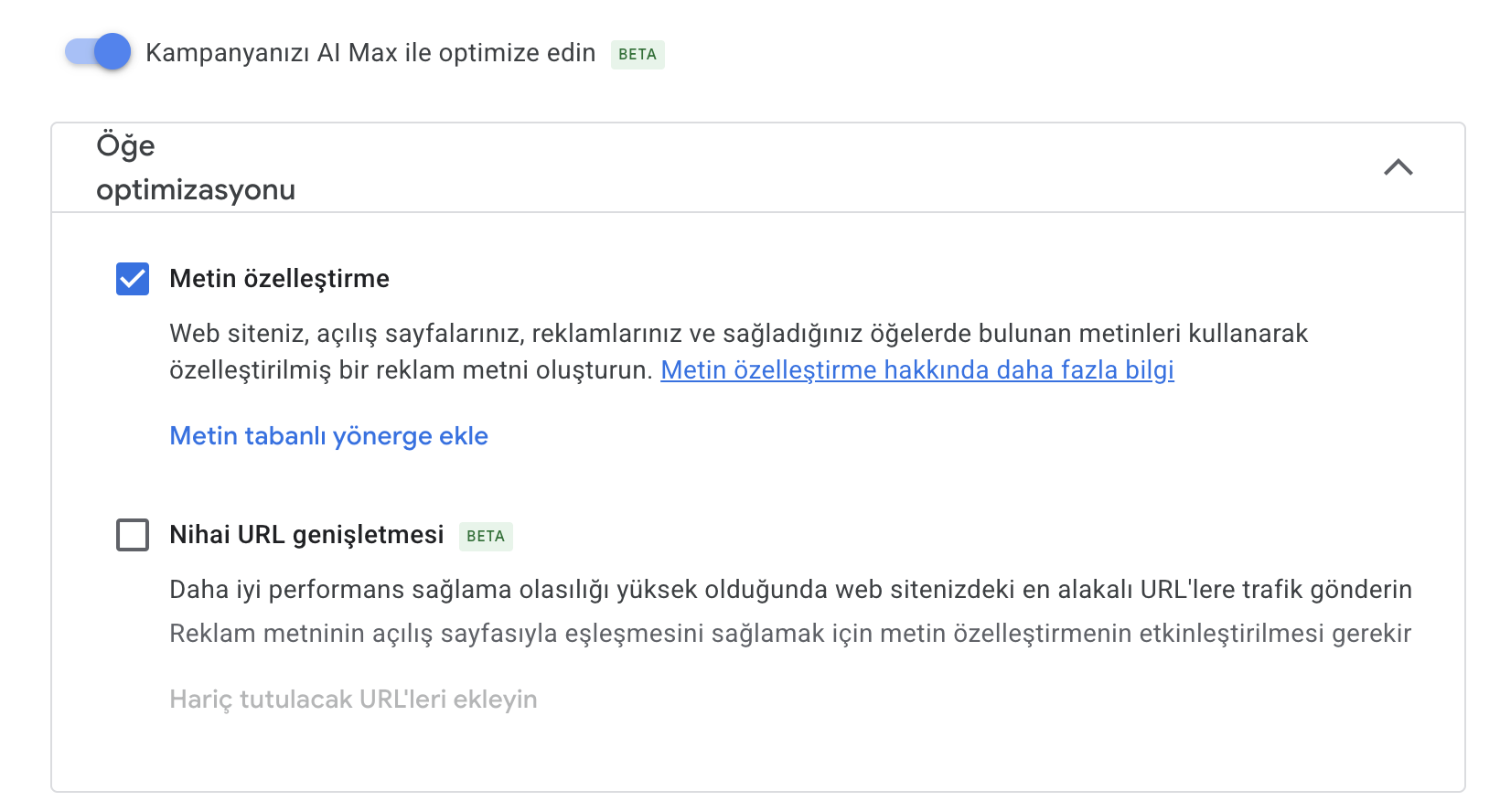 Google Ads yapay zeka metin özelleştirme